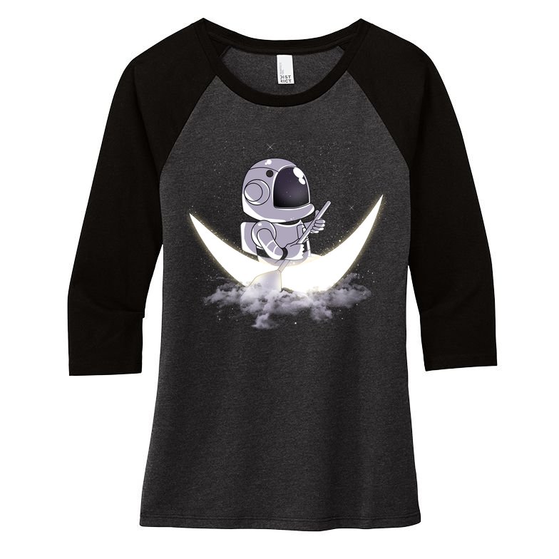 Astronaut Moon Sailing Women's Tri-Blend 3/4-Sleeve Raglan Shirt