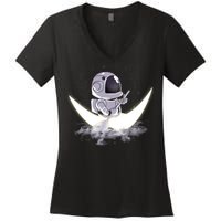 Astronaut Moon Sailing Women's V-Neck T-Shirt