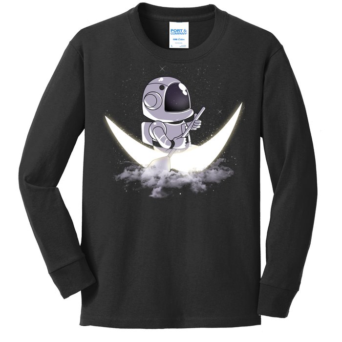 Astronaut Moon Sailing Kids Long Sleeve Shirt