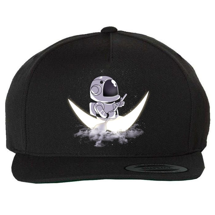 Astronaut Moon Sailing Wool Snapback Cap