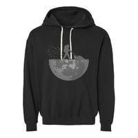 Astronaut Mowing The Lawn On The Moon Garment-Dyed Fleece Hoodie