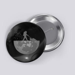 Astronaut Mowing The Lawn On The Moon Button