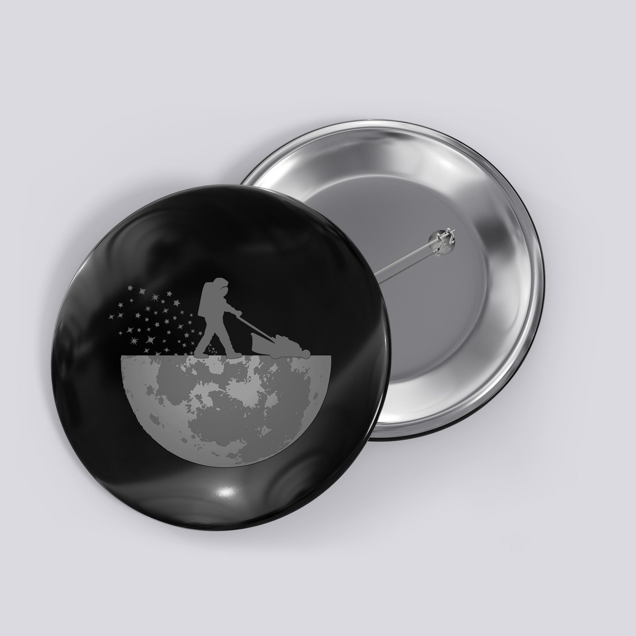 Astronaut Mowing The Lawn On The Moon Button
