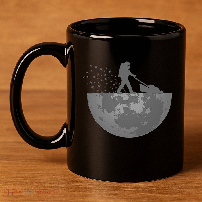 Astronaut Mowing The Lawn On The Moon 11oz C Handle Ceramic Mug