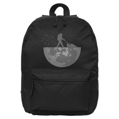Astronaut Mowing The Lawn On The Moon 16 in Basic Backpack