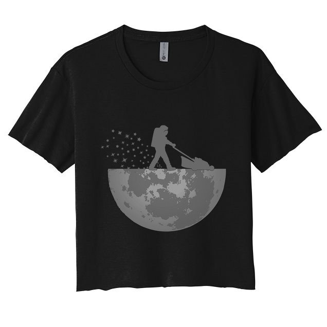 Astronaut Mowing The Lawn On The Moon Crop Top