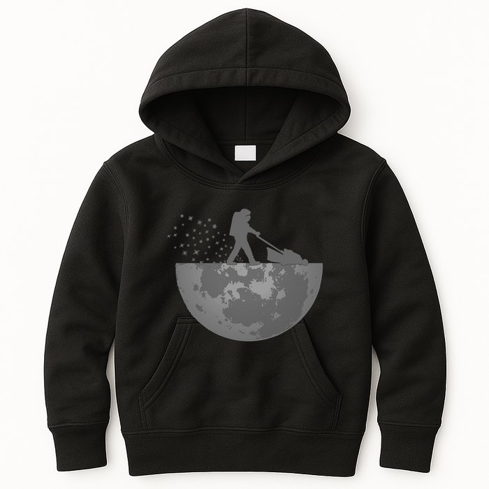 Astronaut Mowing The Lawn On The Moon Kids Hoodie