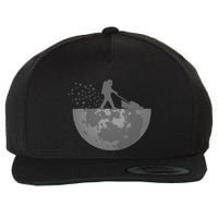 Astronaut Mowing The Lawn On The Moon Wool Snapback Cap