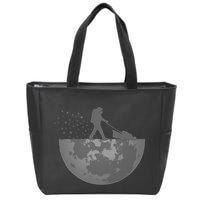 Astronaut Mowing The Lawn On The Moon Zip Tote Bag