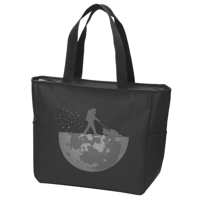 Astronaut Mowing The Lawn On The Moon Zip Tote Bag