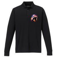 Astronaut Panda Galaxy Splatter Performance Long Sleeve Polo