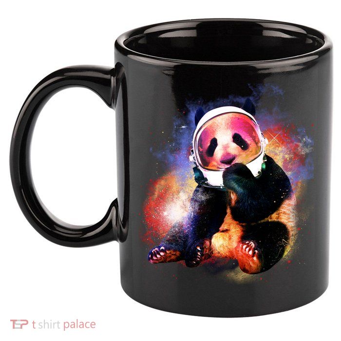 Astronaut Panda Galaxy Splatter 11oz C Handle Ceramic Mug