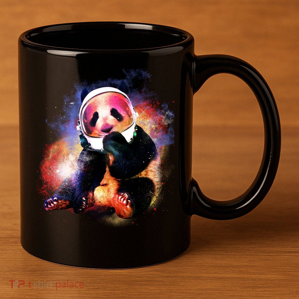 Astronaut Panda Galaxy Splatter 11oz C Handle Ceramic Mug