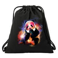 Astronaut Panda Galaxy Splatter Drawstring Bag