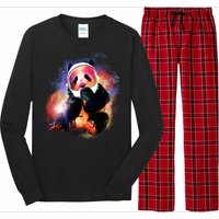 Astronaut Panda Galaxy Splatter Long Sleeve Pajama Set