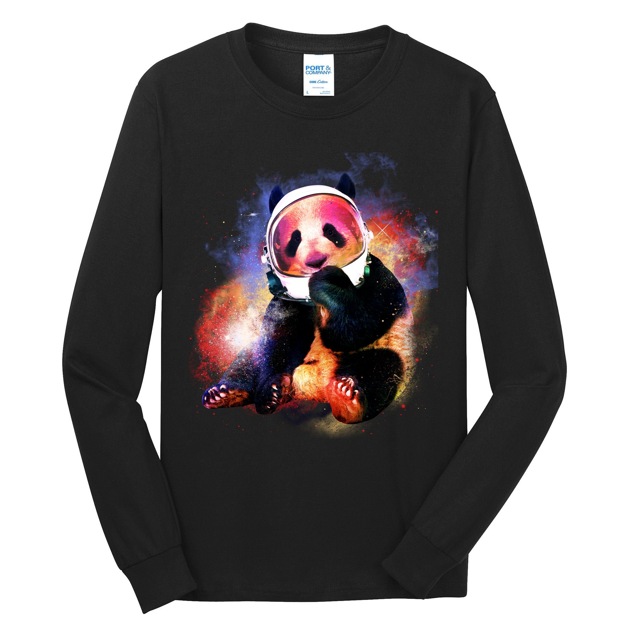 Astronaut Panda Galaxy Splatter Tall Long Sleeve T-Shirt