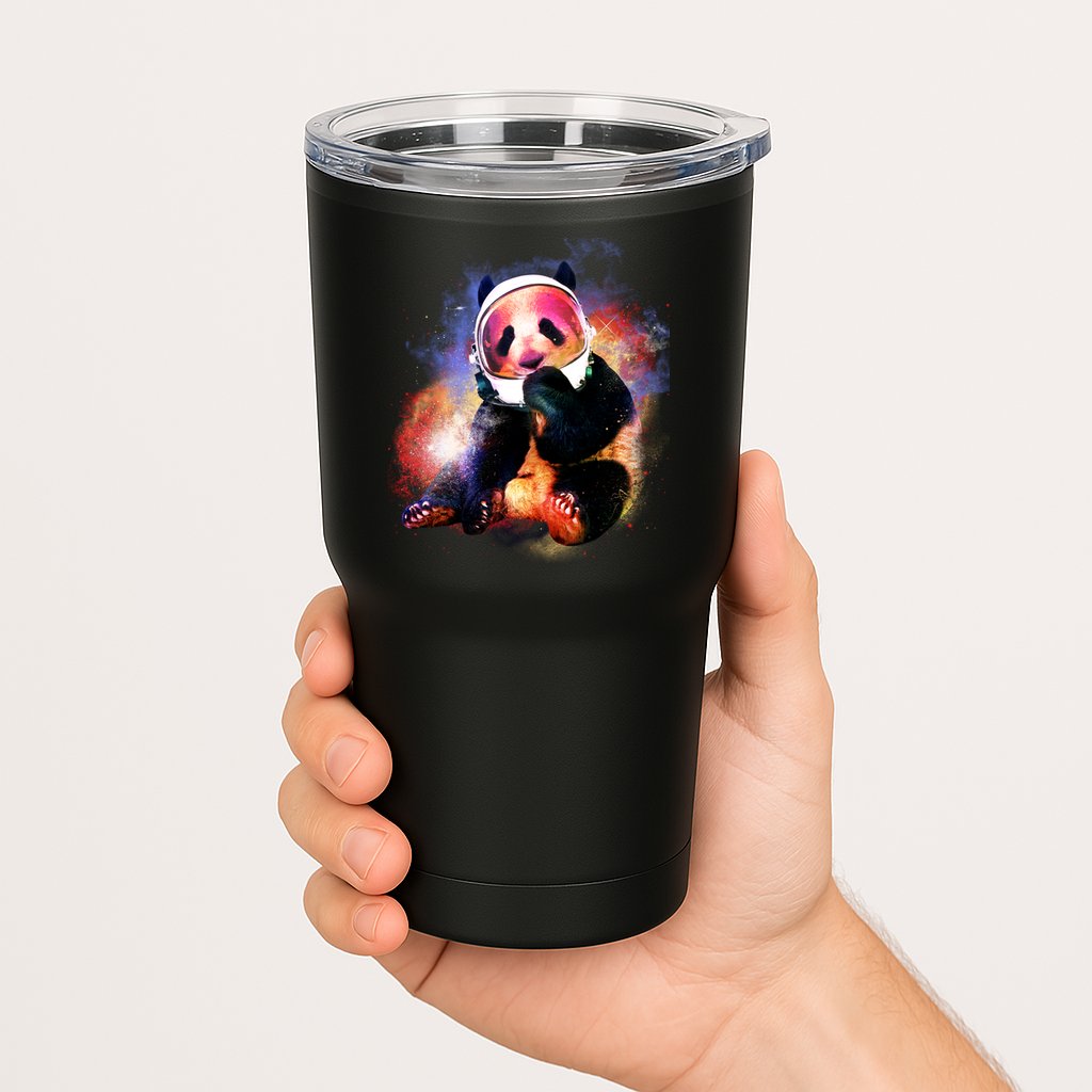 Astronaut Panda Galaxy Splatter Tumbler