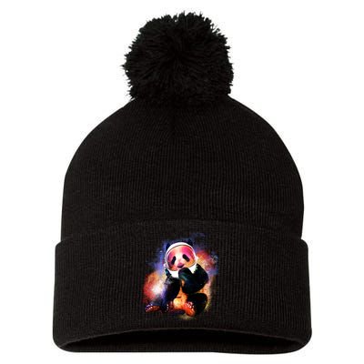 Astronaut Panda Galaxy Splatter Pom Pom 12in Knit Beanie