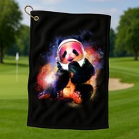 Astronaut Panda Galaxy Splatter Golf Towel