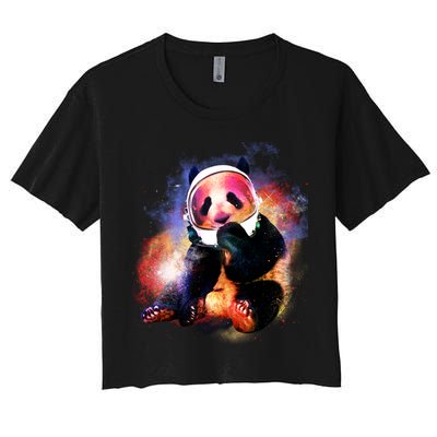 Astronaut Panda Galaxy Splatter Crop Top