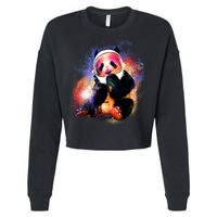 Astronaut Panda Galaxy Splatter Cropped Pullover Crew