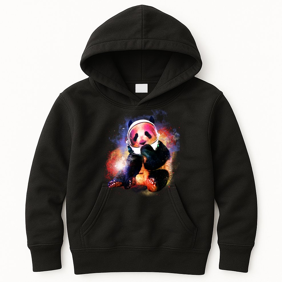 Astronaut Panda Galaxy Splatter Kids Hoodie
