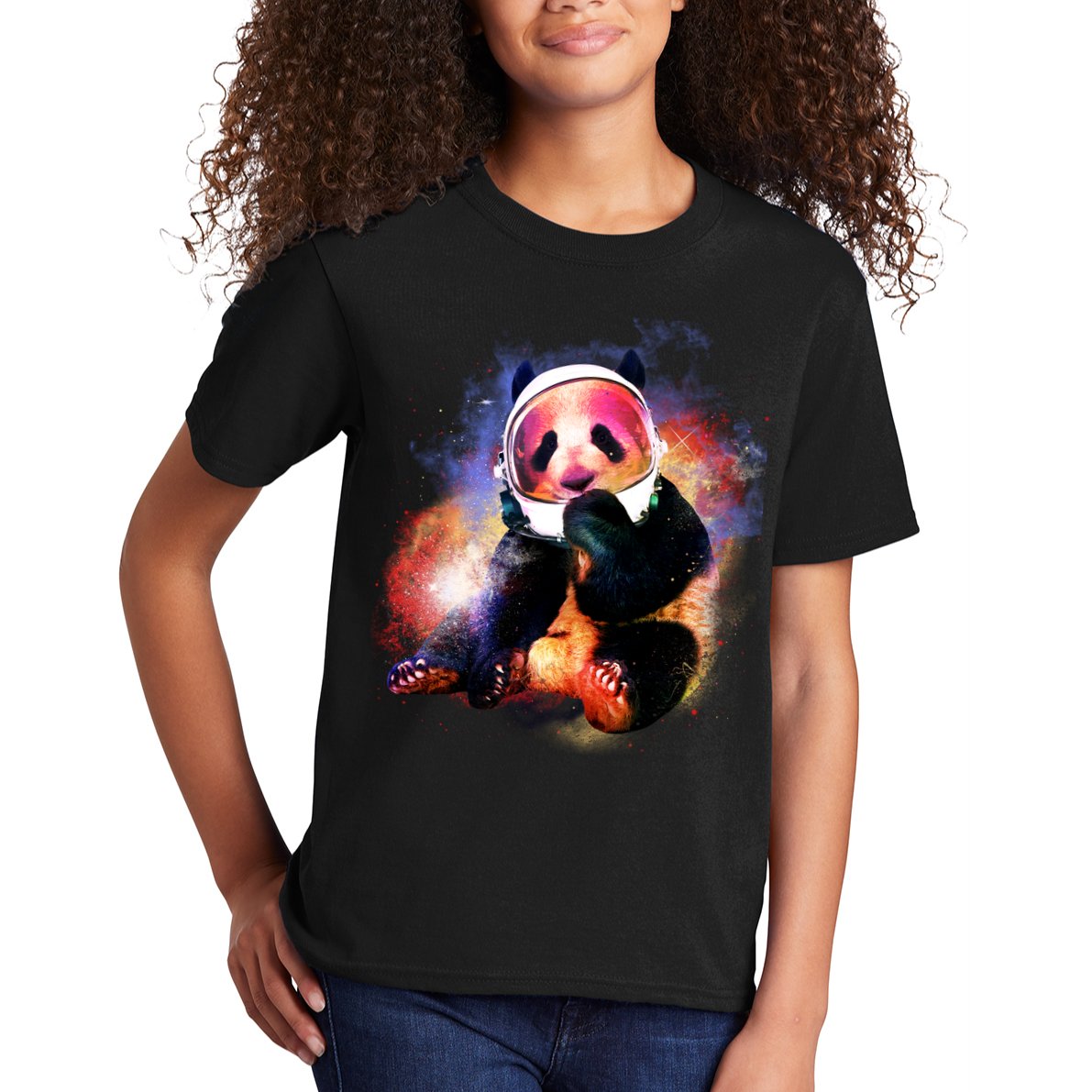 Astronaut Panda Galaxy Splatter Kids T-Shirt