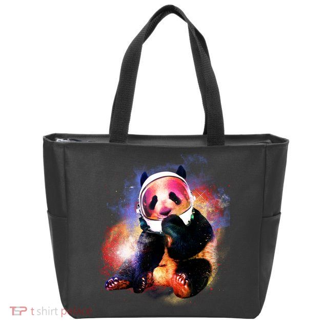 Astronaut Panda Galaxy Splatter Zip Tote Bag