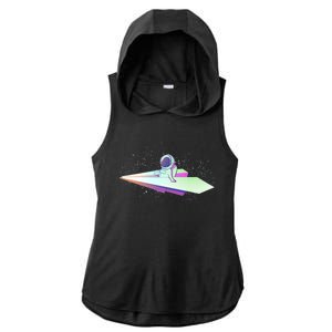 Astronaut Paper Plane Ladies PosiCharge Tri-Blend Wicking Draft Hoodie Tank