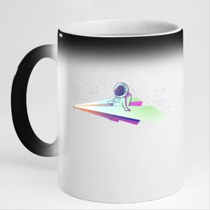 Astronaut Paper Plane 11oz Black Color Changing Mug