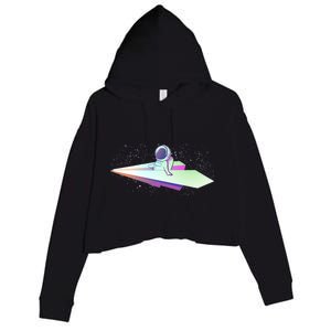 Astronaut Paper Plane Crop Fleece Hoodie