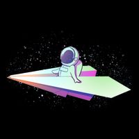 Astronaut Paper Plane Cropped Pullover Crew