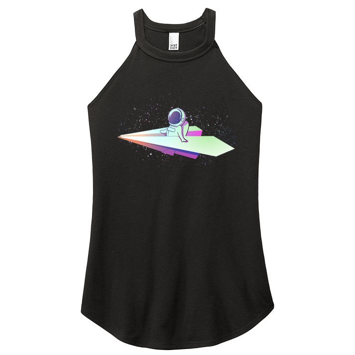 Astronaut Paper Plane Women's Perfect Tri Rocker Tank