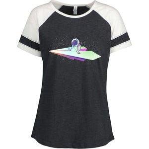 Astronaut Paper Plane Enza Ladies Jersey Colorblock Tee