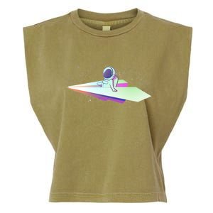 Astronaut Paper Plane Garment-Dyed Women's Muscle Tee