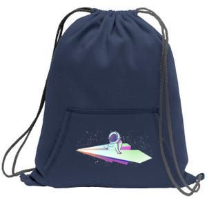 Astronaut Paper Plane Sweatshirt Cinch Pack Bag