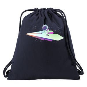 Astronaut Paper Plane Drawstring Bag