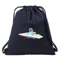 Astronaut Paper Plane Drawstring Bag