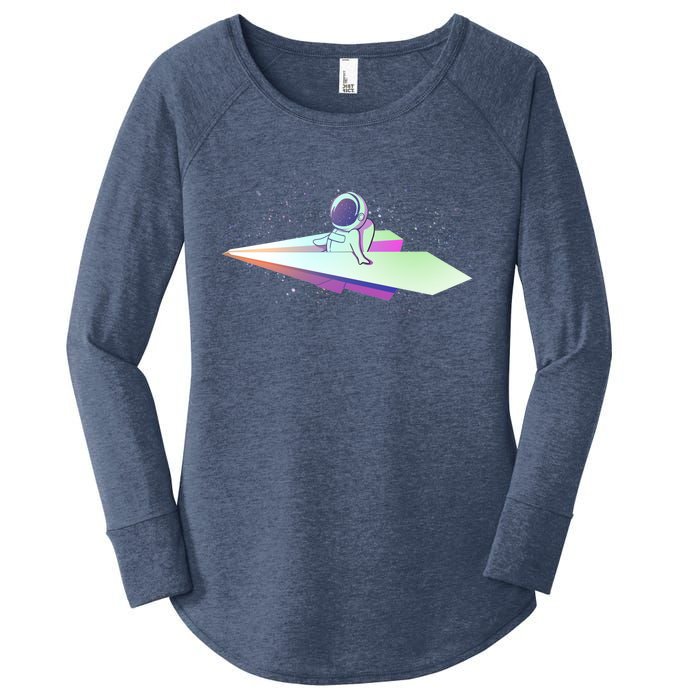 Astronaut Paper Plane Women's Perfect Tri Tunic Long Sleeve Shirt