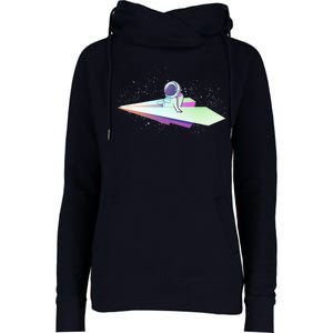 Astronaut Paper Plane Womens Funnel Neck Pullover Hood