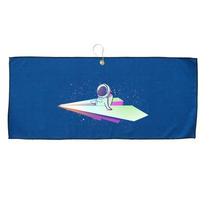 Astronaut Paper Plane Large Microfiber Waffle Golf Towel