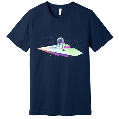 Astronaut Paper Plane Premium T-Shirt