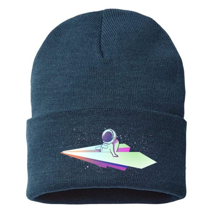 Astronaut Paper Plane Sustainable Knit Beanie