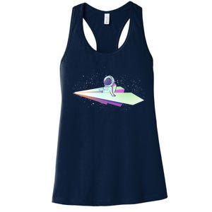 Astronaut Paper Plane Women's Racerback Tank