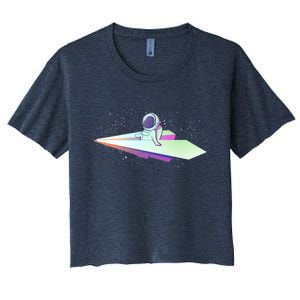 Astronaut Paper Plane Women's Crop Top Tee