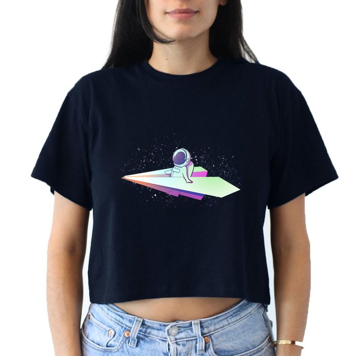 Astronaut Paper Plane Crop Top