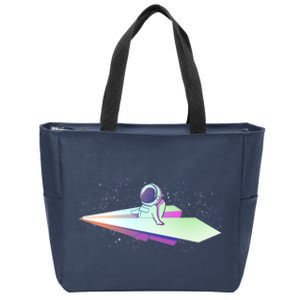 Astronaut Paper Plane Zip Tote Bag