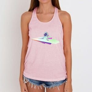 Astronaut Paper Plane Women's Knotted Racerback Tank