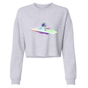 Astronaut Paper Plane Cropped Pullover Crew