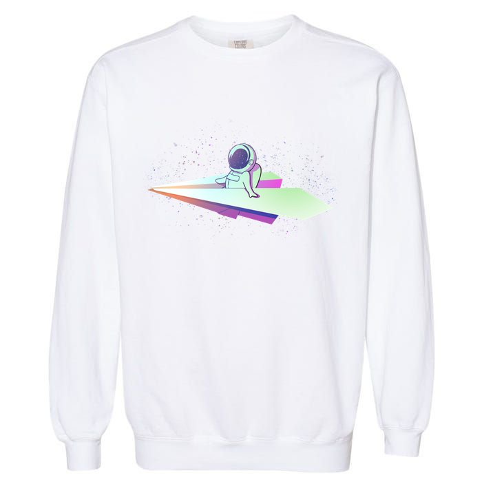 Astronaut Paper Plane Garment-Dyed Sweatshirt